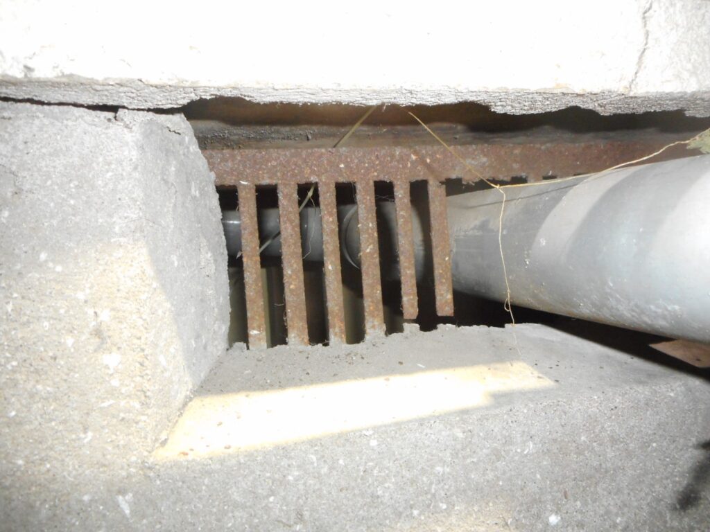 ネズミ駆除の現地調査での配管・床下通風口の確認